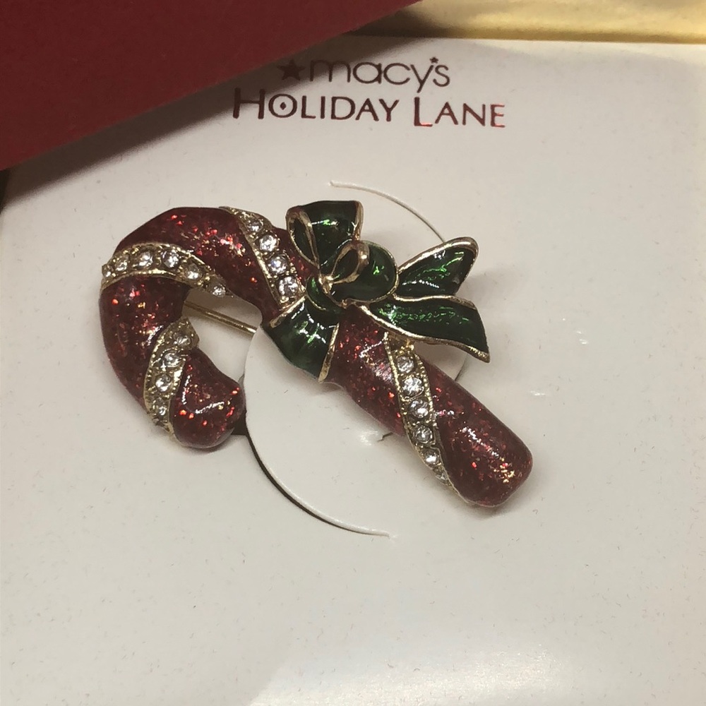 LIMITED Edition Gold HOLIDAY Candy Cane Brooch - Picture 1 of 8
